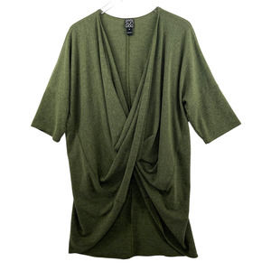 Clara Sun Woo Womens Green Draped Front Short Sleeve Top Size 1X Boho Lagenlook
